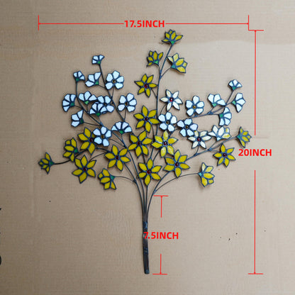 Stained Glass Winter Jasmine Flower Decor: Yellow & White Floral Art