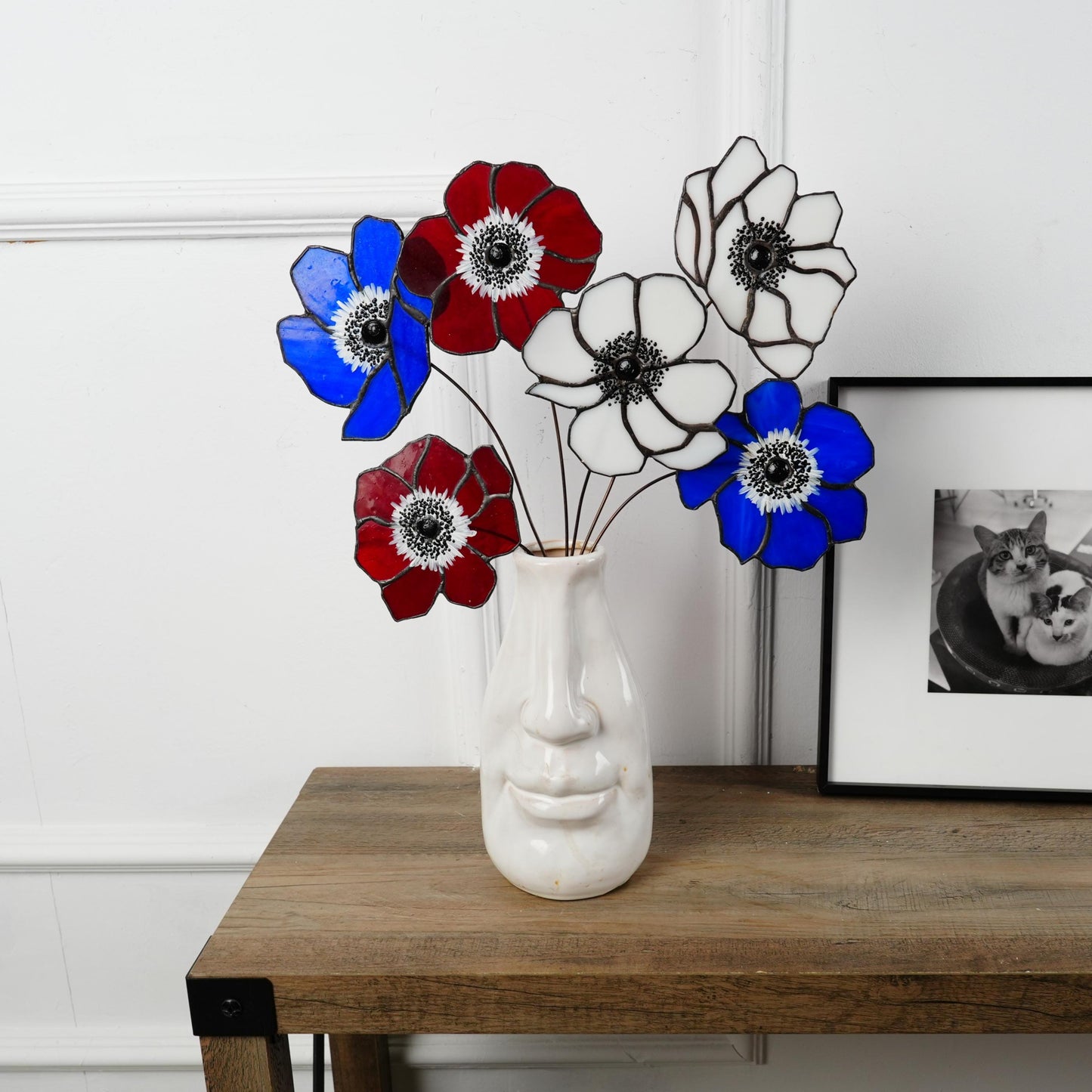 Stained Glass Anemone Flower: Art Deco Garden Decor