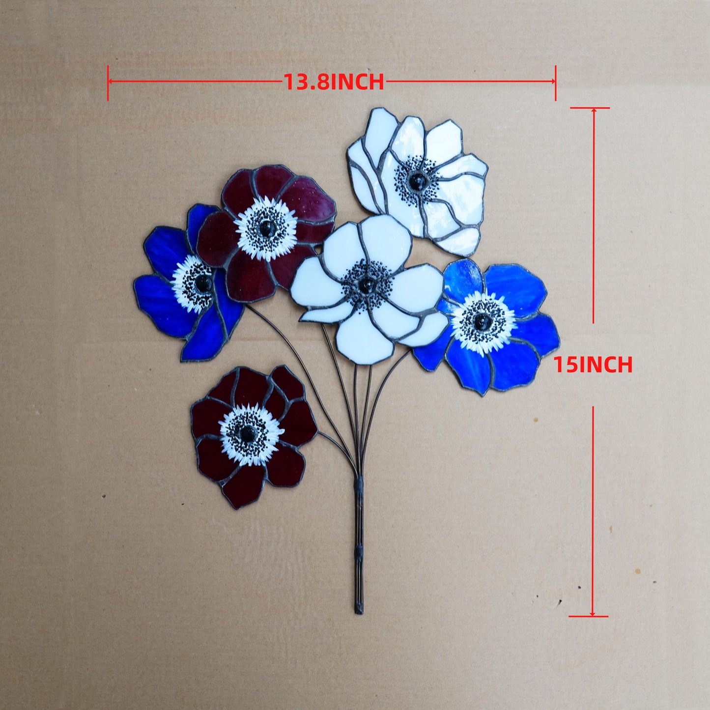 Stained Glass Anemone Flower: Art Deco Garden Decor