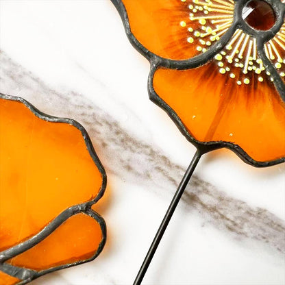 California Poppy Stained Glass Suncatcher Bouquet, Housewarming Gift