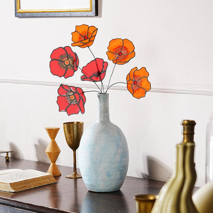 Stained Glass California Poppy Suncatcher, Set of 6 Flower Bouquet