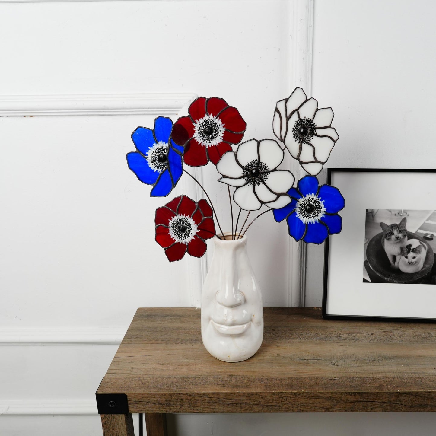 Stained Glass Anemone Flower: Art Deco Garden Decor