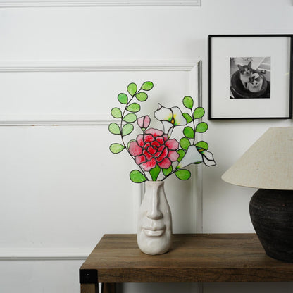 Stained Glass Carnation & Calla Lily Bouquet: Handmade Floral Decor