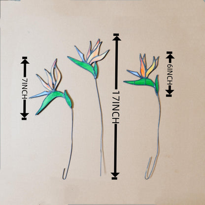 Stained Glass Bird of Paradise Flower set of 3– Tropical Botanical Decor