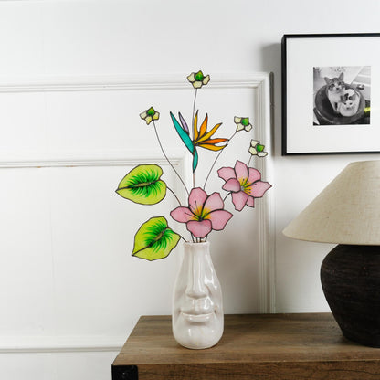 Pink lily Anthurium and Bird of Paradise Flower bouquet handmade home style