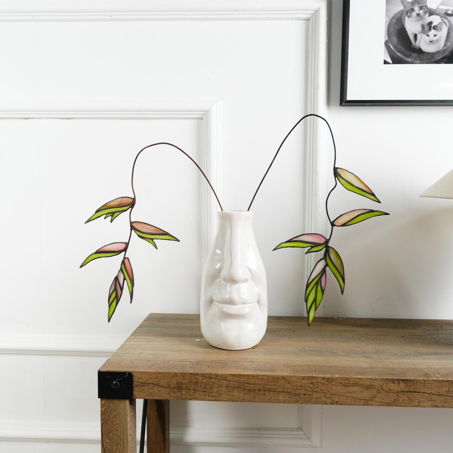 Heliconia stained glass home decor-Unique home gift