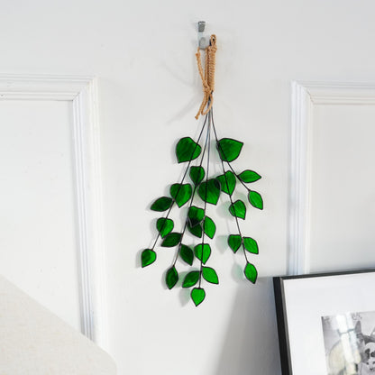 Stained Glass Green Leaf  – Spring Home Decor