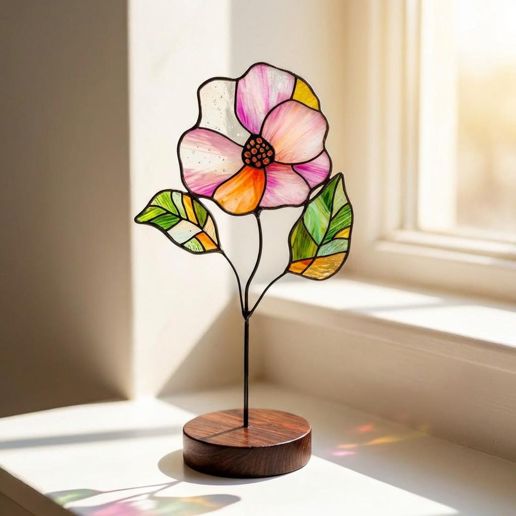 Custom Stained Glass Flower Bouquet – Personalized Mother's Day Gift
