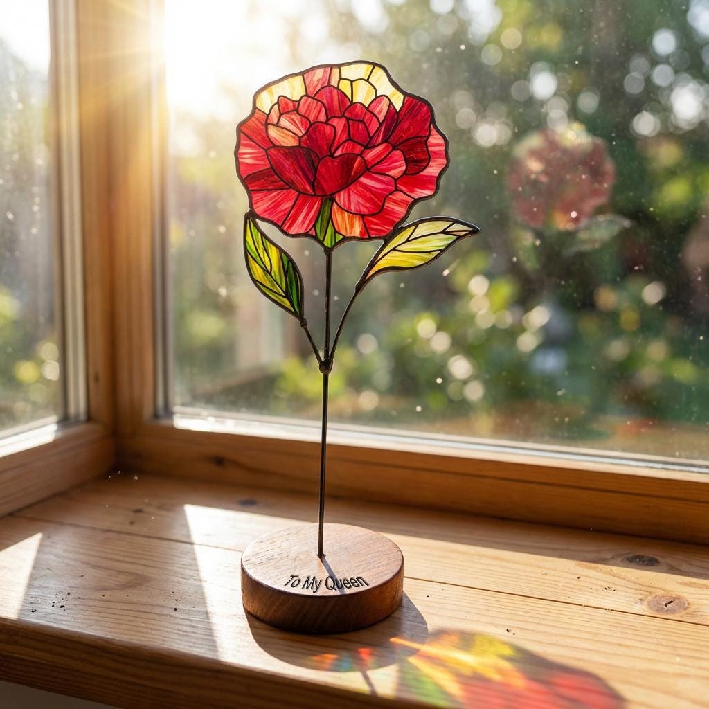 Custom Stained Glass Flower Bouquet – Personalized Mother's Day Gift