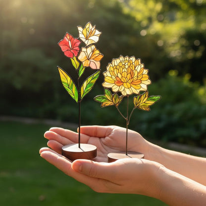 Custom Stained Glass Flower Bouquet – Personalized Mother's Day Gift