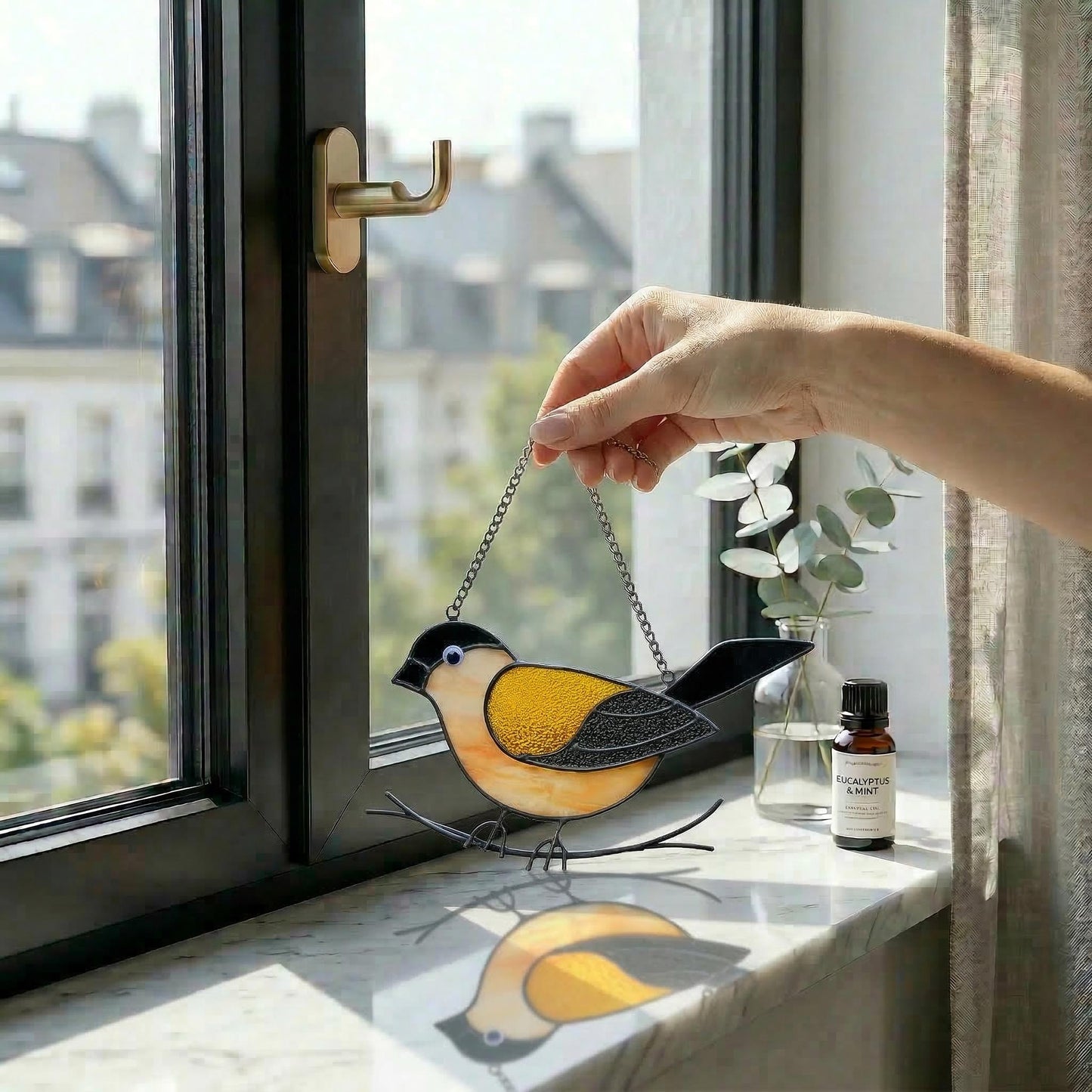 Handmade Stained Glass Bird Suncatcher, Window Hanging, Mother's Day Gift