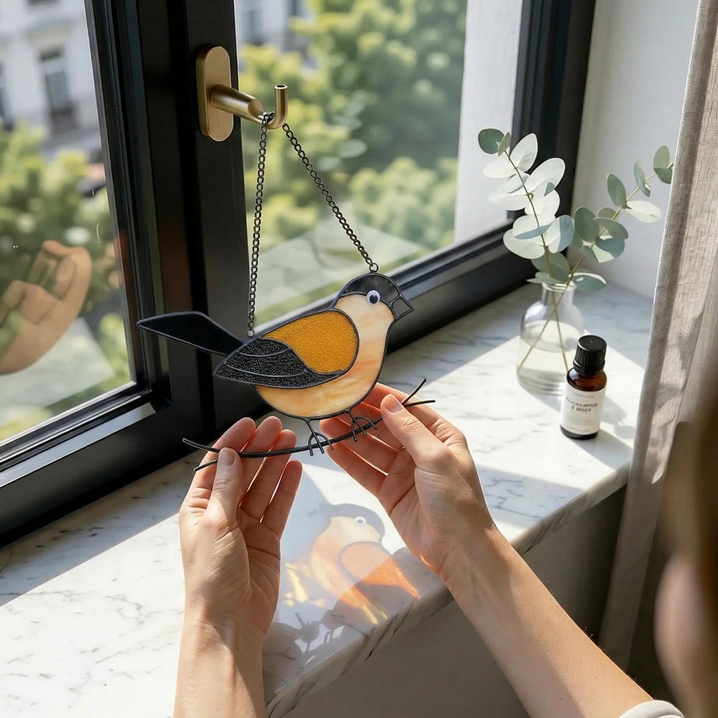 Handmade Stained Glass Bird Suncatcher, Window Hanging, Mother's Day Gift