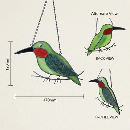 Hummingbird Stained Glass Suncatcher | Handmade Window Hanging Bird Decor | Housewarming Gift for Mom | Bird Lover Unique Present