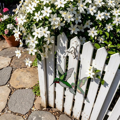 Handmade Green Stained Glass Hummingbird Suncatcher | Window Hanging Glass Art & Garden Decor | Mother's Day Gift for Her