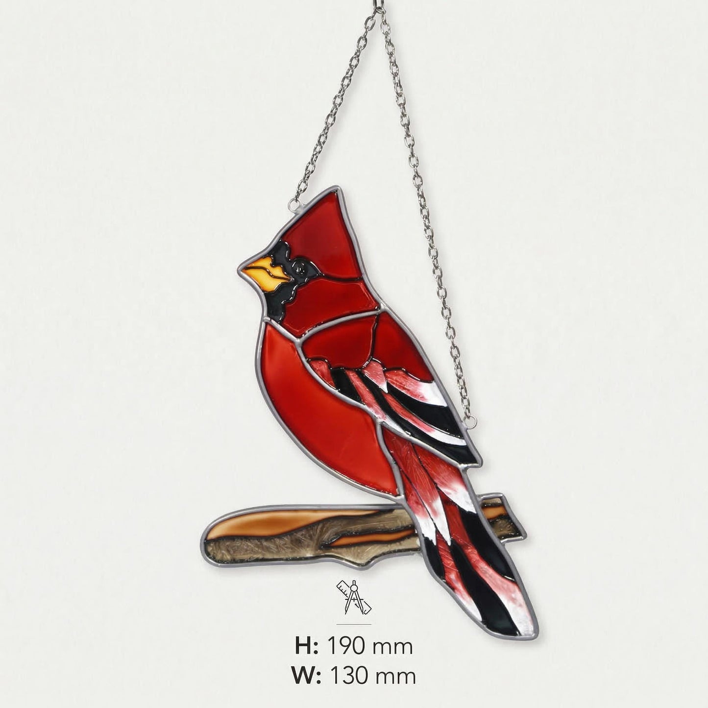 Handmade Stained Glass Cardinal Suncatcher, Red Bird Window Decor, Memorial Gift for Bird Lover, Nature Window Hanging, Glass Art