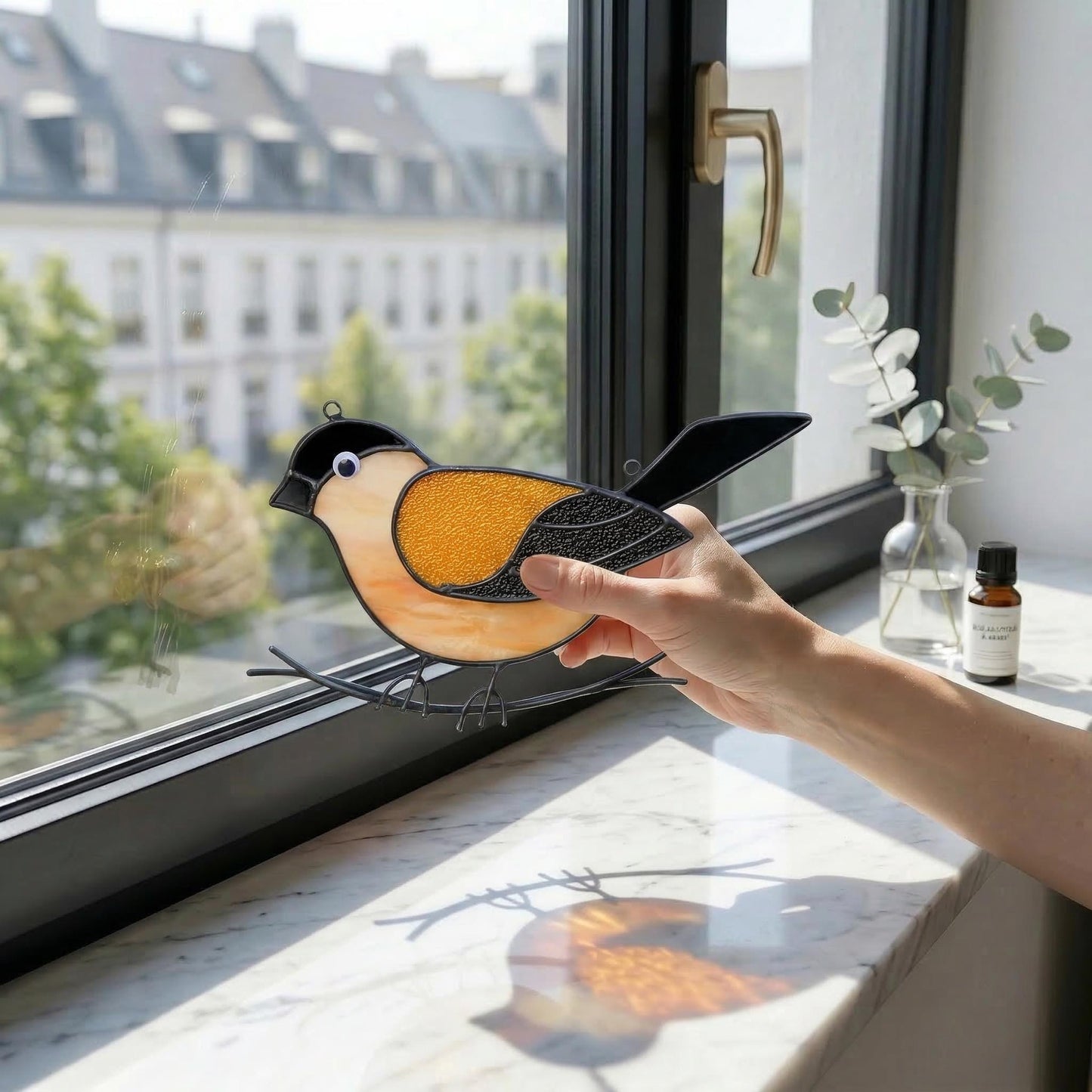 Handmade Stained Glass Bird Suncatcher, Window Hanging, Mother's Day Gift